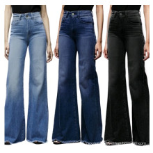 Women High Waisted Wide Leg Denim Pants Stretch Slim Pants Length Jeans Slim Button Pocket Pant Femme Jeans Plus size